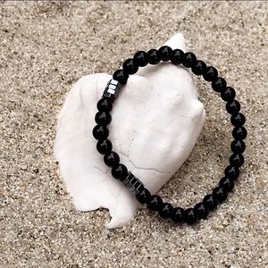 “Hex” Beaded Bracelet | Gloss Black